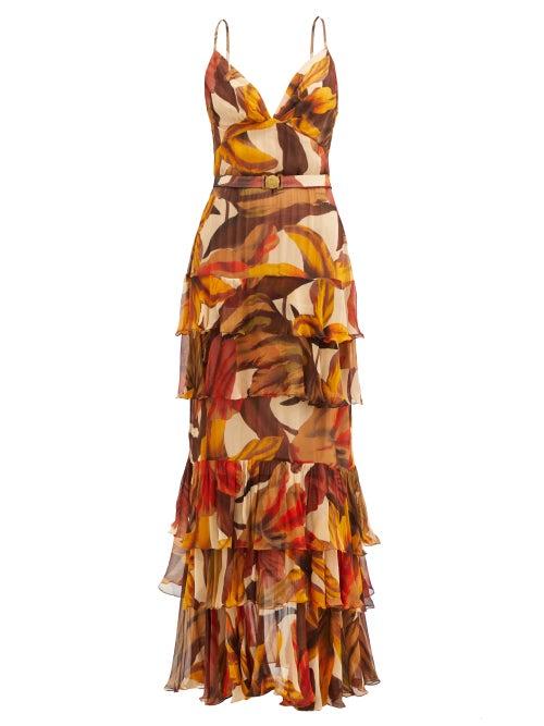 Matchesfashion.com Johanna Ortiz - Canto Del Corazn Floral-print Crepe Maxi Dress - Womens - Yellow Multi