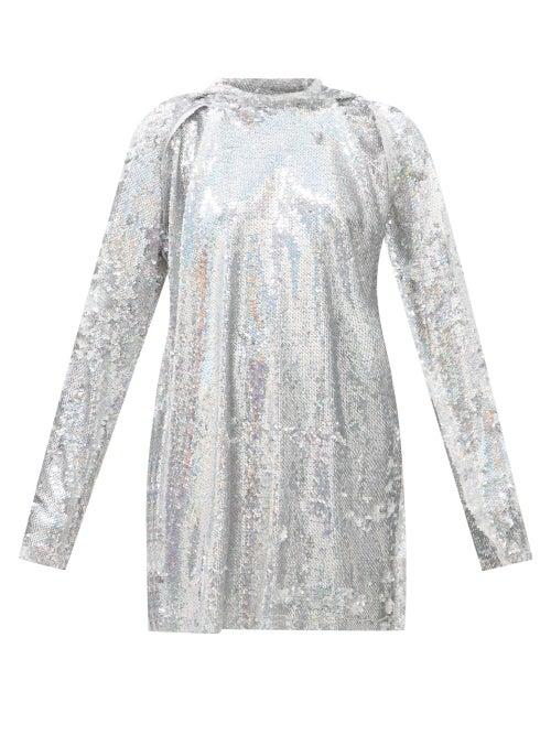 Matty Bovan - Sequinned Hooded Sweatshirt - Womens - Silver