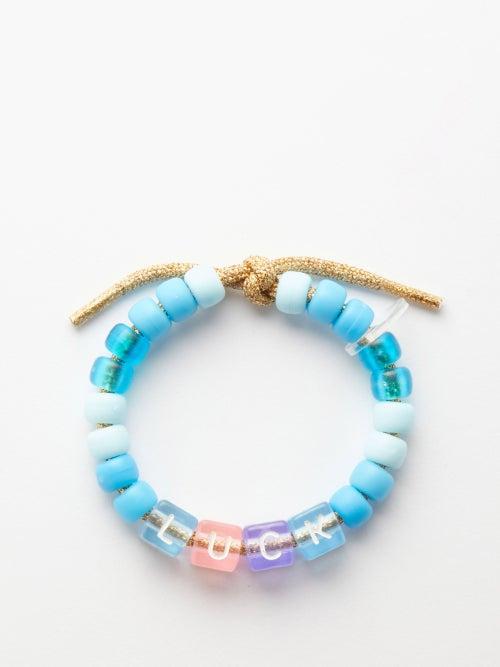 Lauren Rubinski - Luck Bead And Lurex Bracelet - Womens - Blue Multi