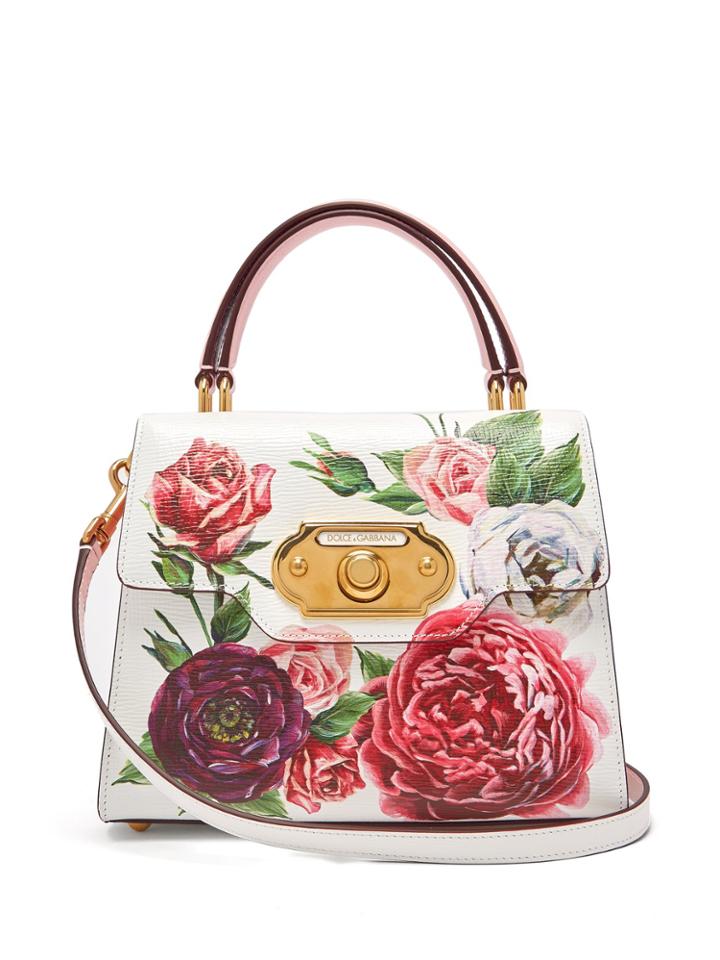 Dolce & Gabbana Welcome Doorbell Floral-print Leather Bag