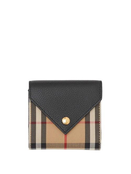 Matchesfashion.com Burberry - Lila Vintage-check Canvas And Leather Wallet - Womens - Black Multi