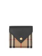Matchesfashion.com Burberry - Lila Vintage-check Canvas And Leather Wallet - Womens - Black Multi