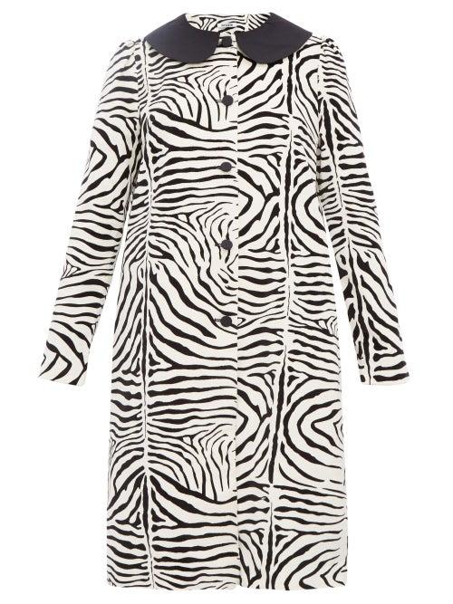Matchesfashion.com Batsheva - Zebra Print Cotton Velvet Swing Coat - Womens - Cream Multi