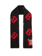 Matchesfashion.com Burberry - Reversible Logo Jacquard Wool Blend Poncho - Womens - Black