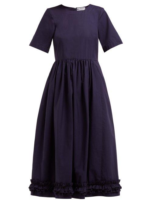 Matchesfashion.com Molly Goddard - Erika Ruffle Hem Cotton Dress - Womens - Navy
