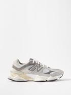 New Balance - 9060 Suede And Mesh Trainers - Mens - Grey