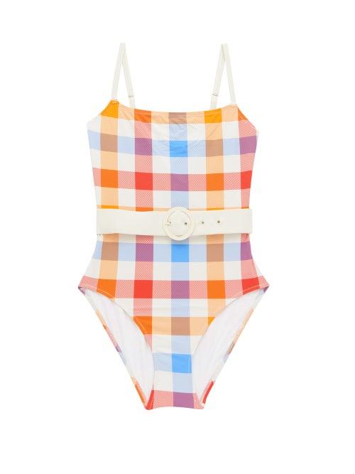 Matchesfashion.com Solid & Striped - The Nina Gingham Belted Swimsuit - Womens - Multi