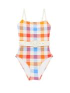 Matchesfashion.com Solid & Striped - The Nina Gingham Belted Swimsuit - Womens - Multi