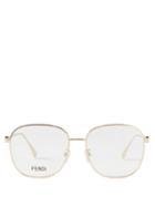 Fendi - Baguette Metal Glasses - Womens - Clear Gold