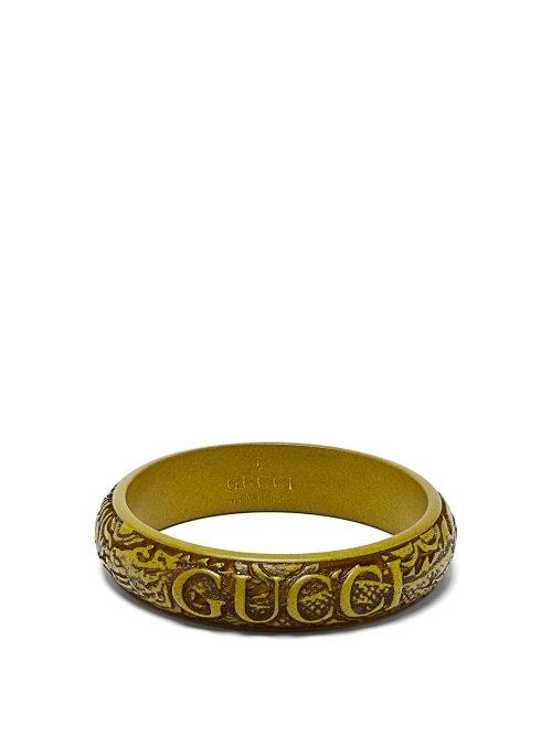 Matchesfashion.com Gucci - Logo And Snake Carved Resin Bangle - Womens - Green