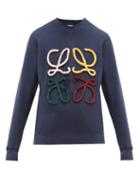 Matchesfashion.com Loewe - Anagram Logo Appliqu Cotton Sweatshirt - Mens - Navy