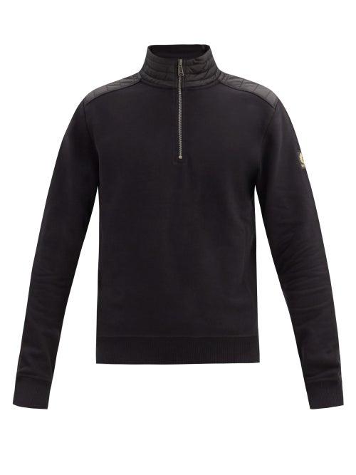 Matchesfashion.com Belstaff - Jaxon Quilted-shell And Cotton-jersey Sweatshirt - Mens - Black