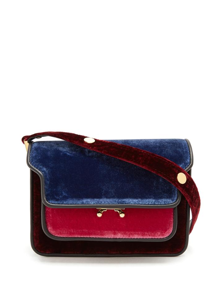Marni Trunk Mini Velvet And Leather Cross-body Bag