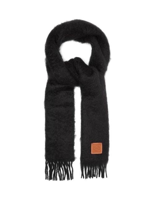 Matchesfashion.com Loewe - Anagram Logo-patch Mohair-blend Scarf - Womens - Black