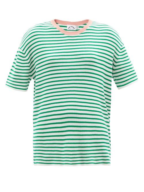 The Upside - Tropez Lyla Striped Organic-cotton T-shirt - Womens - Green Stripe