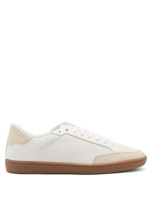 Matchesfashion.com Saint Laurent - Sl 10 Perforated-leather Trainers - Mens - White Multi