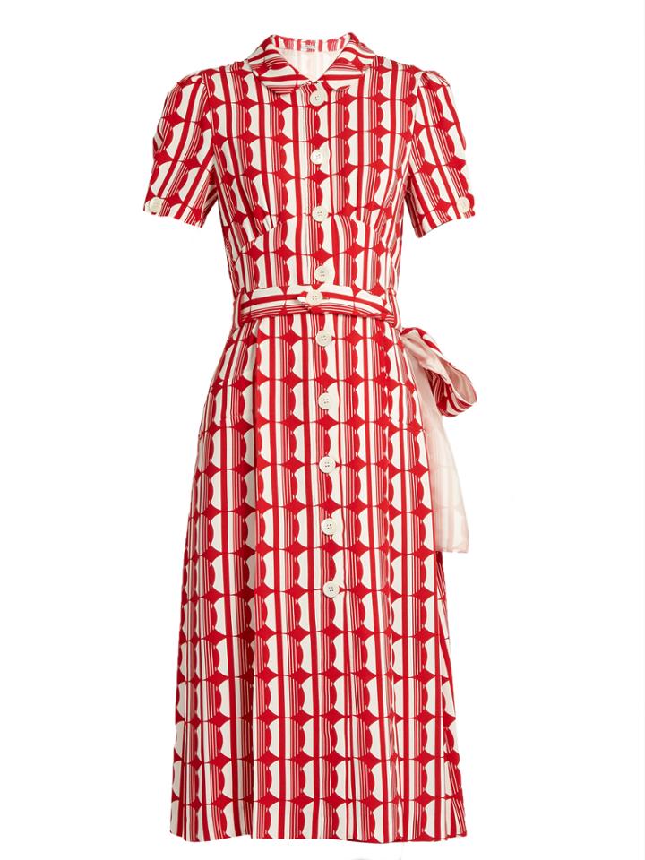 Miu Miu Large Polka-dot Print Crepe Shirtdress