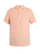 Matchesfashion.com Barena Venezia - Point Collar Short Sleeved Linen Polo Shirt - Mens - Pink