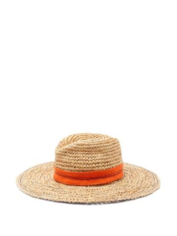 Matchesfashion.com Lola Hats - Mama Tarboush Raffia Wide-brim Fedora Hat - Womens - Orange Multi