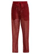Matchesfashion.com Ashish - Straight Leg Bead And Sequin Embellished Trousers - Womens - Burgundy