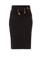 Versace - Safety-pin Embellished Jersey Skirt - Womens - Black