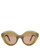 Lapima - Nina Oversized Cat-eye Acetate Sunglasses - Womens - Olive Green