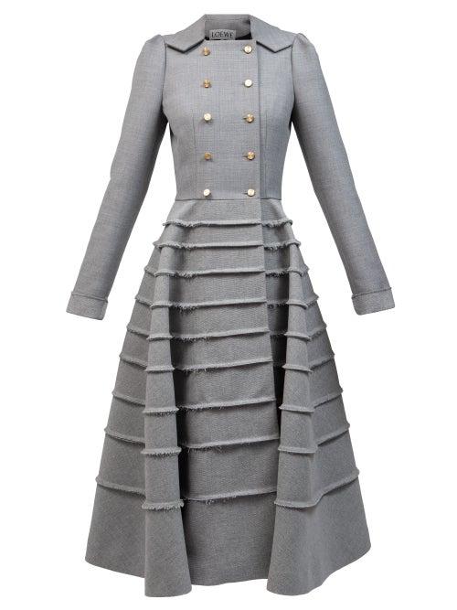 Matchesfashion.com Loewe - Double-breasted Banded Fresco Dress - Womens - Grey