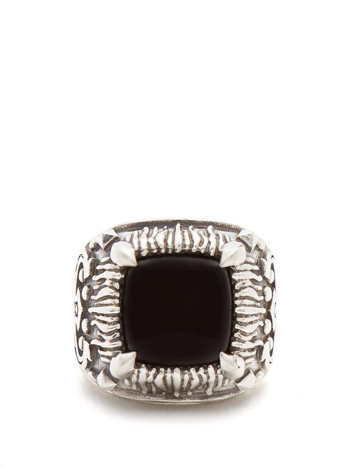 Emanuele Bicocchi Onyx-embellished Sterling-silver Ring