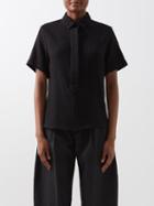 Albus Lumen - Fidera Short-sleeved Crinkled Cotton-muslin Shirt - Womens - Black