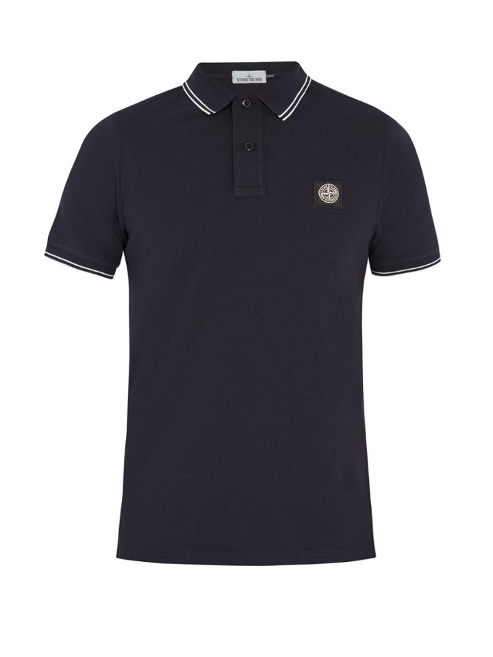 Stone Island Striped-edge Cotton-blend Polo Shirt