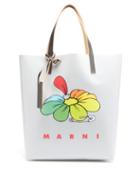 Matchesfashion.com Marni - Flower-print Pvc Tote Bag - Mens - Silver