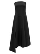 Matchesfashion.com A.w.a.k.e. Mode - Strapless Asymmetric Poplin Dress - Womens - Black