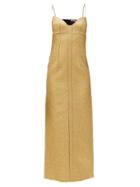 Matchesfashion.com Emilia Wickstead - Paulette Sweetheart-neckline Lam Dress - Womens - Gold