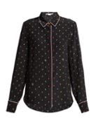 Matchesfashion.com Stella Mccartney - Ditzy Print Silk Pyjama Shirt - Womens - Navy Multi