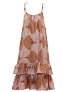 Matchesfashion.com La Doublej - Simps Ruffle Hem Silk Midi Dress - Womens - Pink Multi