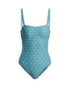 Matchesfashion.com Asceno - Square Neck Polka Dot Swimsuit - Womens - Blue Print