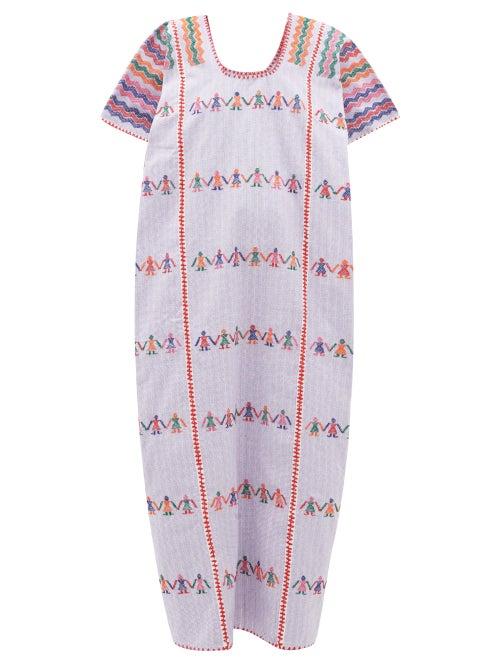 Matchesfashion.com Pippa Holt - No.36 Embroidered Cotton Kaftan - Womens - Light Purple
