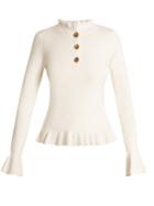 See By Chloé Ruffle-trimmed Fluted-hem Cotton-blend Sweater