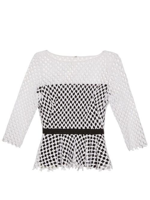 Oscar De La Renta Diamond-guipure Lace Peplum Top