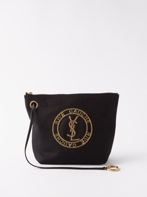 Saint Laurent - Rive Gauche-embroidered Felt Pouch - Mens - Black