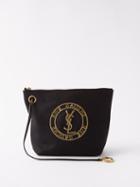 Saint Laurent - Rive Gauche-embroidered Felt Pouch - Mens - Black