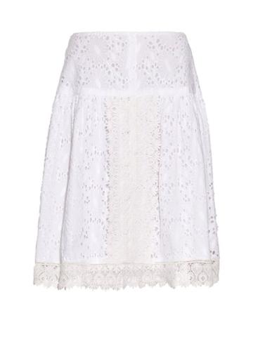 Matchesfashion.com Queene And Belle - Marianna Broderie Anglaise Skirt - Womens - White