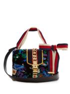 Matchesfashion.com Gucci - Sylvie Floral Print Velvet Shoulder Bag - Womens - Blue Multi