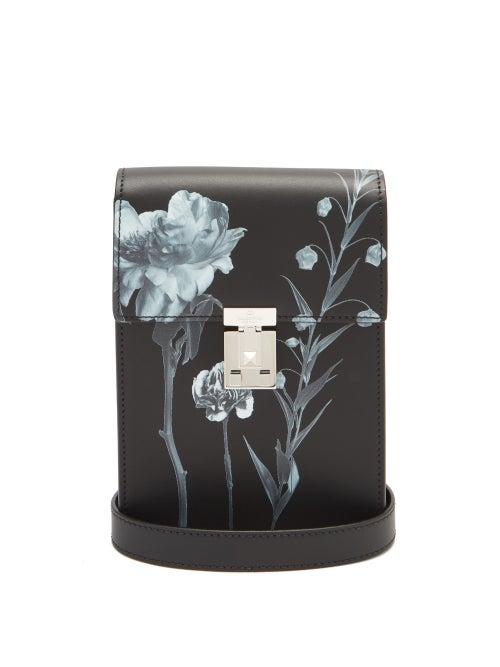 Matchesfashion.com Valentino Garavani - Flowersity-print Leather Cross-body Bag - Mens - Black White