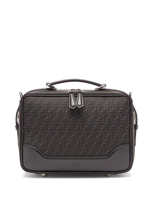 Fendi - Ff-jacquard Leather-trim Canvas Cross-body Bag - Mens - Black