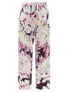 Matchesfashion.com Halpern - Tie Dye-print Satin Wide-leg Trousers - Womens - Pink Multi