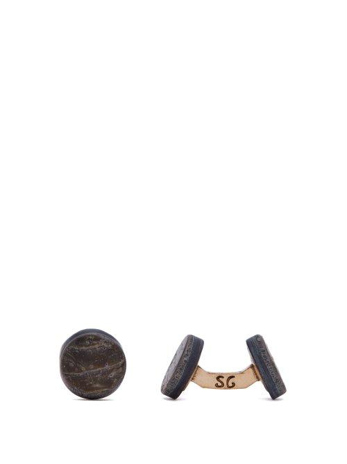 Matchesfashion.com Samuel Gassmann - Evening Rustic Mother Of Pearl Cufflinks - Mens - Grey