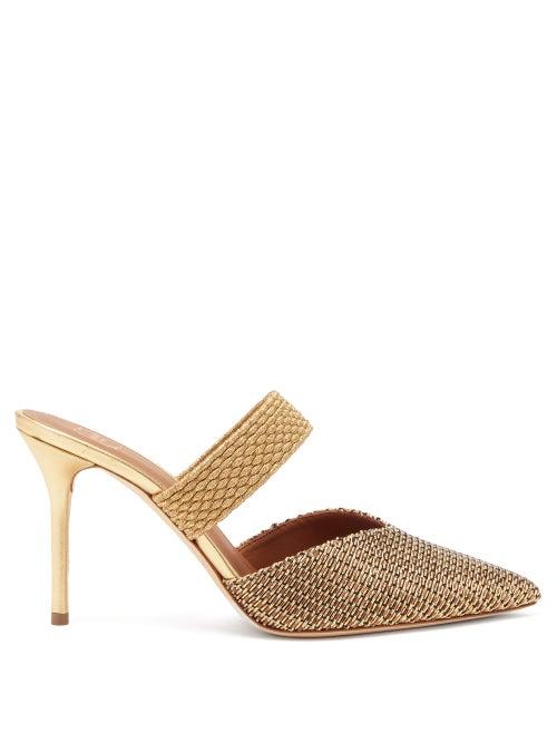 Matchesfashion.com Malone Souliers - Maisie Woven-lurex Mules - Womens - Gold
