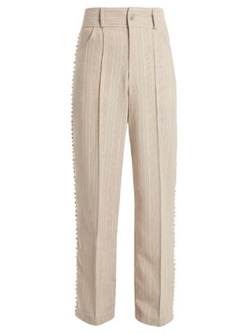 Art School Blow Crystal-embellished Wide-leg Cotton Trousers