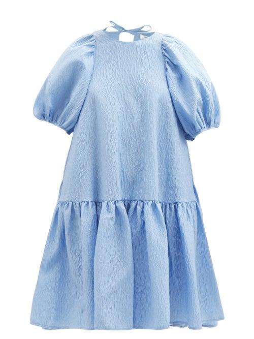 Cecilie Bahnsen - Alexa Puffed-sleeve Matelass Dress - Womens - Blue
